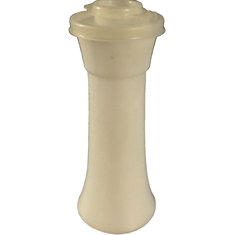 Vintage Tupperware Salt Shaker White Hourglass Plastic Shaker with Lid